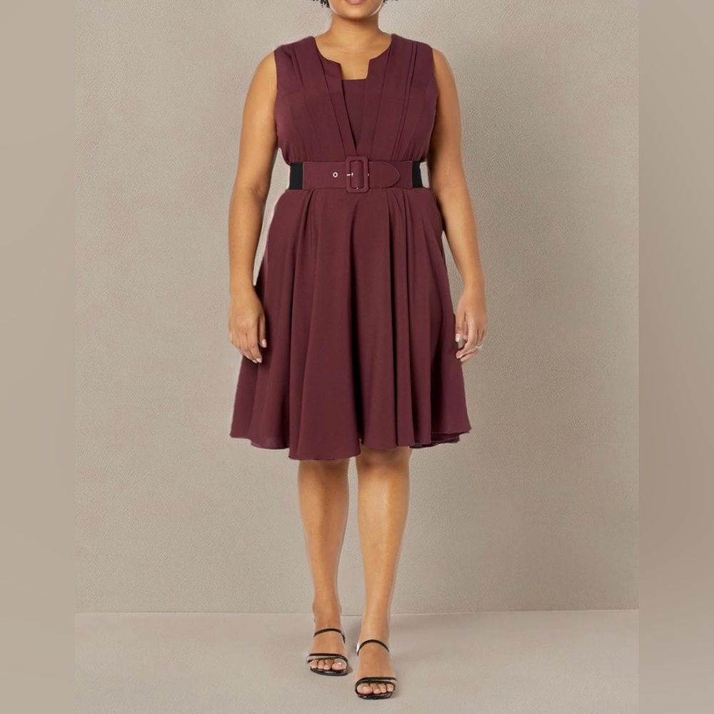 NWT Vintage Veronica Dress in Bordeaux, City Chic Size Small (Plus Sz US 16)